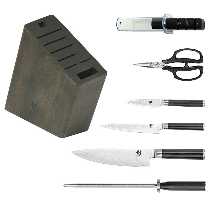 Classic 7 Piece Knife Block + Sharpener Set